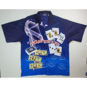 JET STRTWR Texas Hold Em Shirt Mens XL Cards Gambling Double‎ Sided Button Up